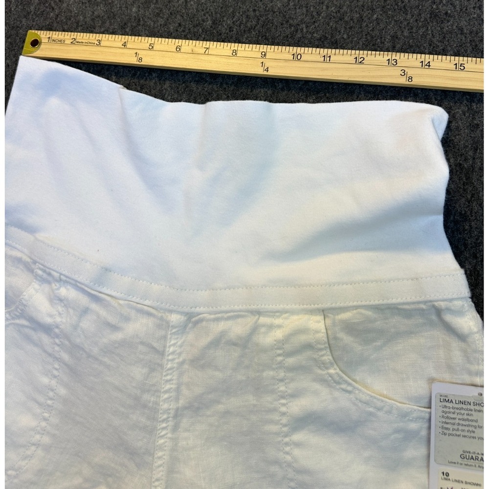 ATHLETA Lima 100% Linen Shortie Foldover Knit Waistband White Shorts Size 10 - Picture 6 of 16